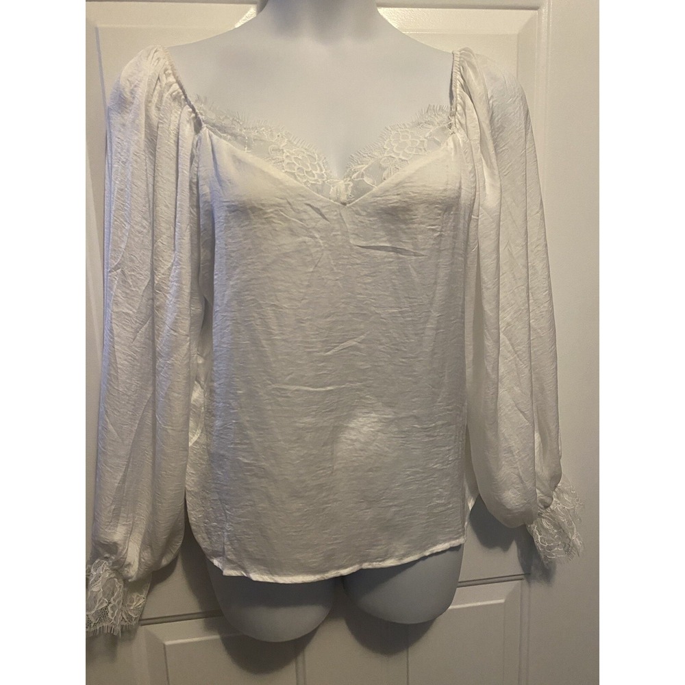 NWT Women's Johnny‎ Becca White Lace Shirt Blouse Top Lace Medium Cottage Boho